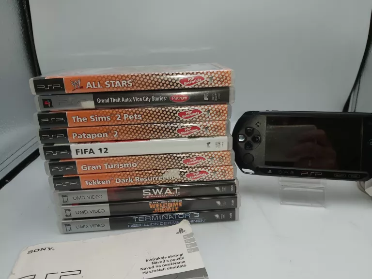KONSOLA SONY PSP E1004 CZARNA + 7 GIER, 3 FILMY!!