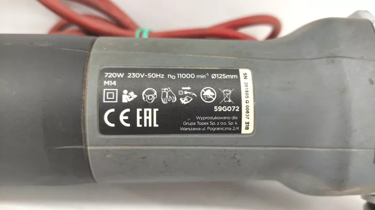 SZLIFIERKA KĄTOWA GRAPHITE 59G072 720 W