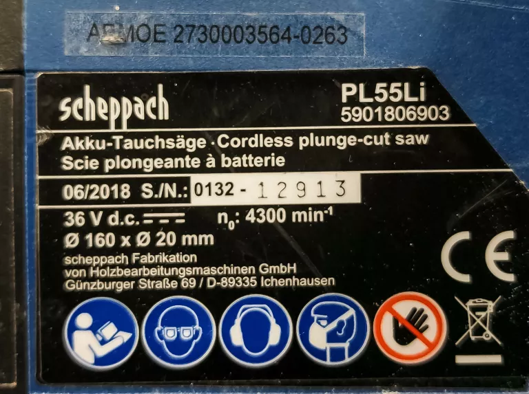 PILARKO ZAGŁĘBIARKA SCHEPPACH PL55LI 36V + BATERIA