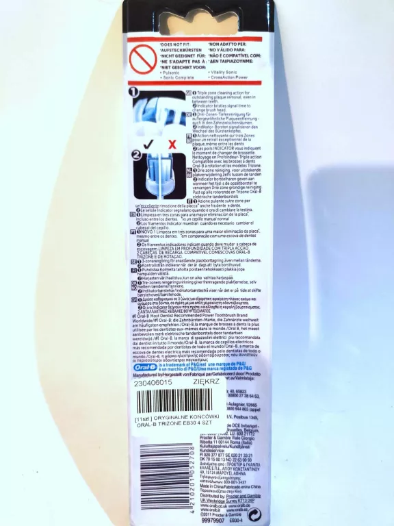 ORYGINALNE KOŃCÓWKI ORAL-B TRIZONE EB30 4SZT
