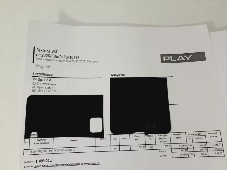 TELEWIZOR LG 55UQ751C FAKTURA JAK NOWY