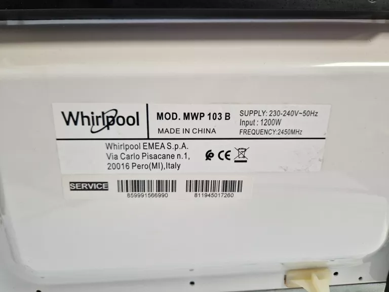 KUCHENKA MIKROFALOWA WHIRLPOOL MWP 103 B GRILL 20