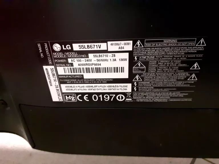 TELEWIZOR LG 55LB671V 55"
