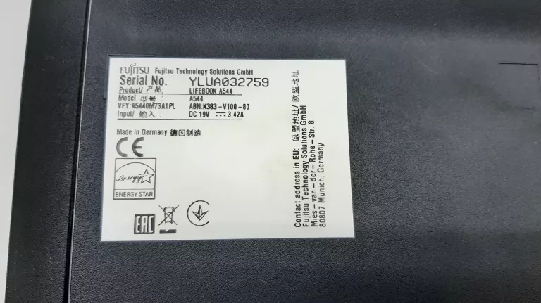 FUJITSU LIFEBOOK A544 I3-4000M/4GB/450GB_SSD/W10