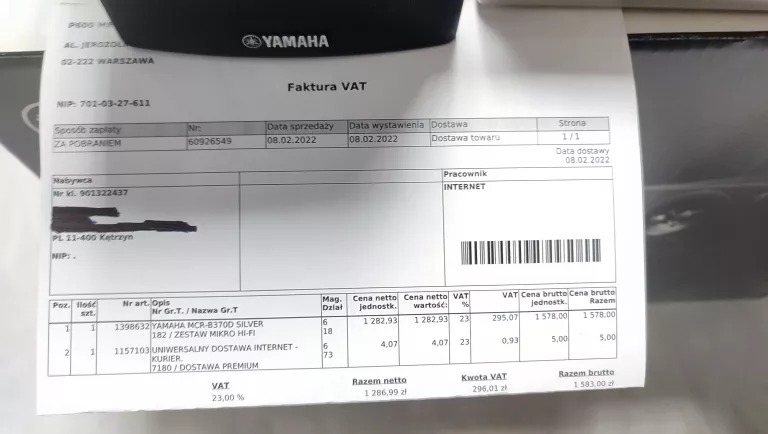 MINIWIEŻA YAMAHA MCR-B370D KOMPLET + DZ.8.02.2022
