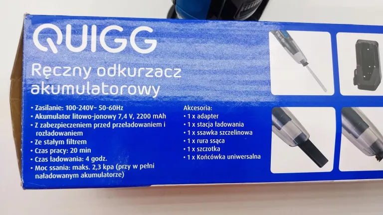 ODKURZACZ RĘCZNY AKUMULATOROWY QUIGG RVC22