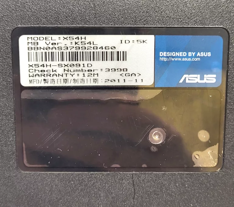LAPTOP ASUS X54H WIN7 I5 2 GEN 4GB RAMU