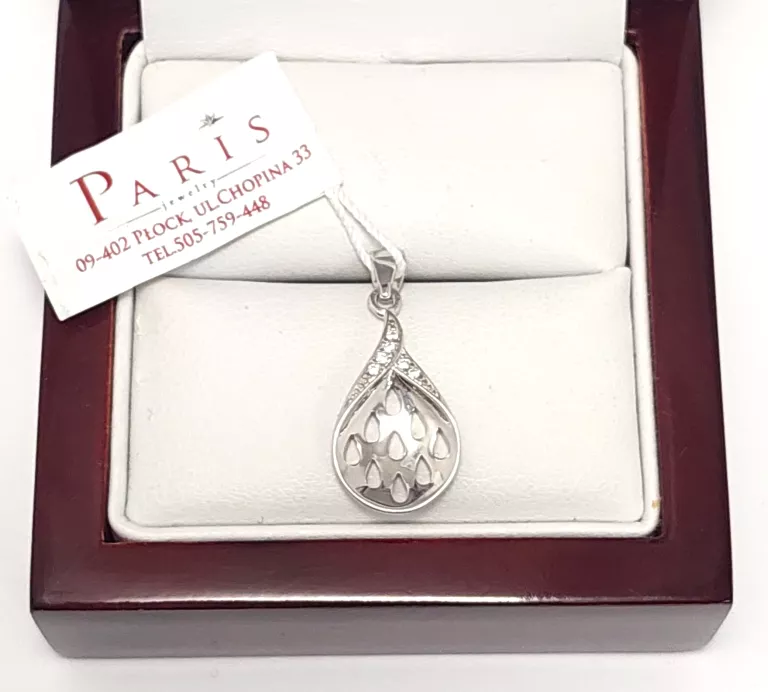 SREBRNA ZAWIESZKA PARIS ŁEZKA 925 1,70G