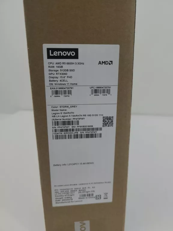 LAPTOP LENOVO LEGION 5 15ARH7H 15,6/RYZEN5/16GB/51