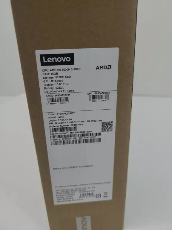 LAPTOP LENOVO LEGION 5 15ARH7H 15,6/RYZEN5/16GB/51