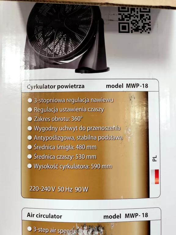 WENTYLATOR CYRKULATOR POWIETRZA MPM MWP-18