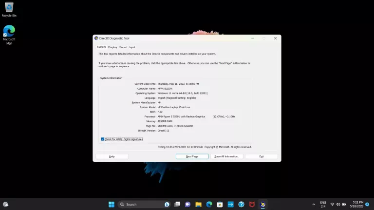 LAPTOP HP PAVILION 15 R5-5500U 8GB 512GB SSD W11