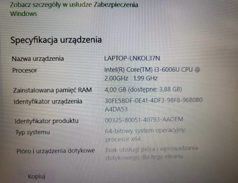 LAPTOP ASUS A540U INTEL CORE I3 6006 CPU RAM 4GB !!OPIS!!