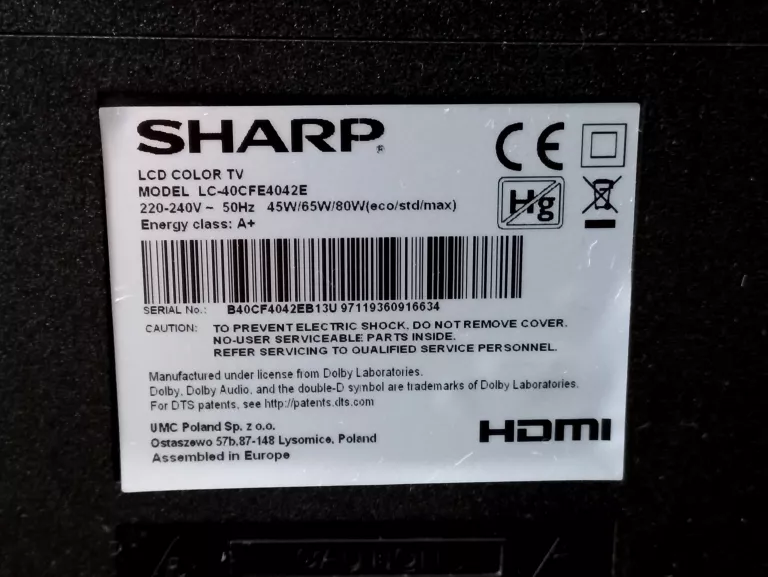 TELEWIZOR LED SHARP LC-40CFE4042E 40" FULL HD