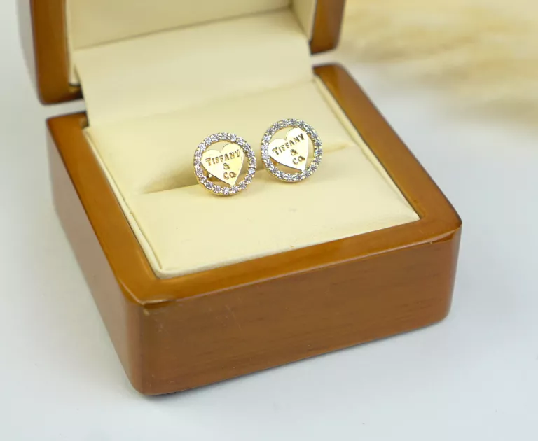 585 1,63G ZŁOTE KOLCZYKI ZNAK TIFFANY SERDUSZKO