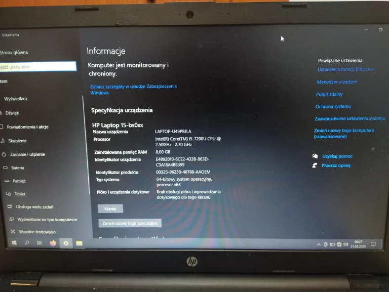 LAPTOP HP 15-BS027NW