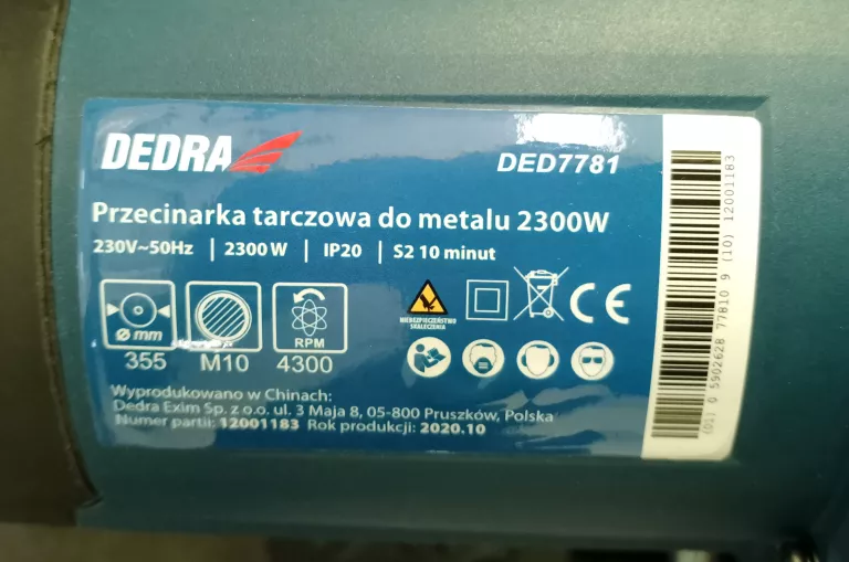 PRZECINARKA TARCZOWA DO METALU DEDRA DED7781 IGŁA!