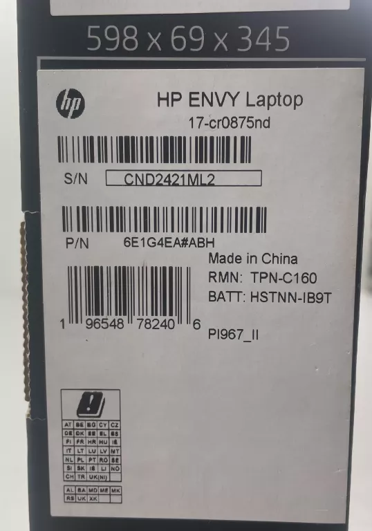 LAPTOP HP ENVY 17-CR0875ND 17.3" I7-1255U 16 GB 1TB SSD RTX 2050 4GB