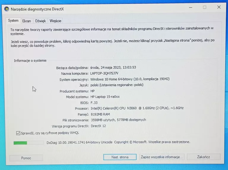 LAPTOP HP 15 15-RA048NW / CELERON / 8GB / 256 SSD