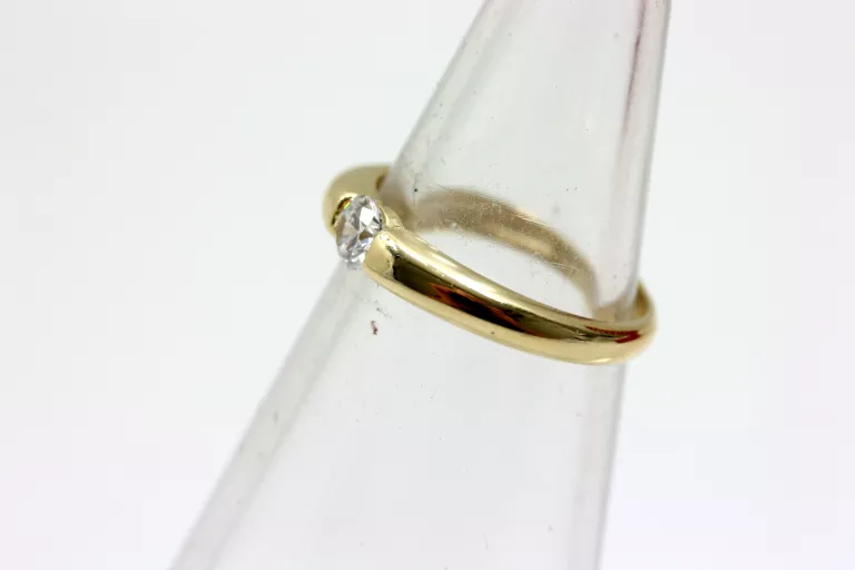 ZŁOTY PIERŚCIONEK Z CYRKONNIĄ P585 14K 1,65G R13