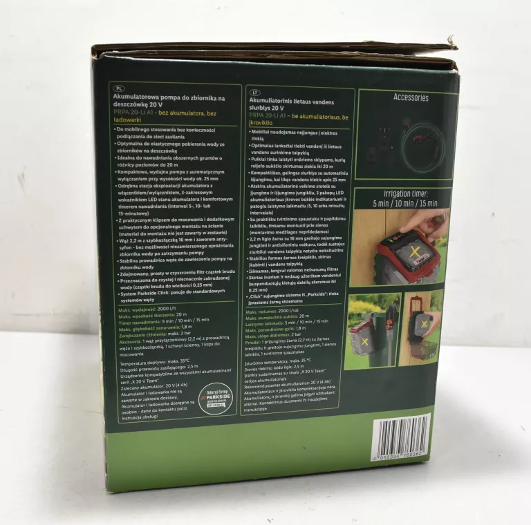 POMPA DO DESZCZÓWKI PARKSIDE PRPA 20-LI A1