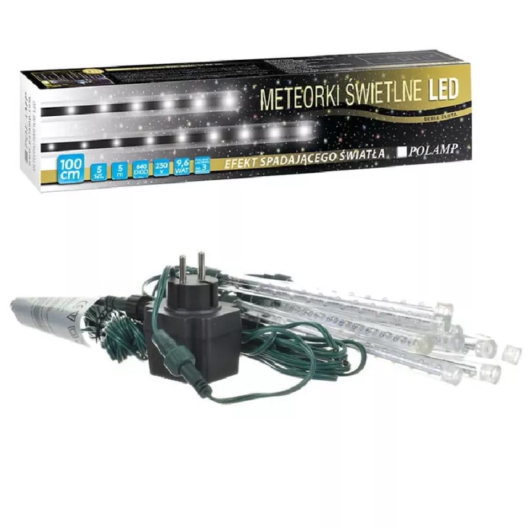 LAMPKI LED "METEORKI" - 640 LED 5X1MB IP65 - BIAŁE