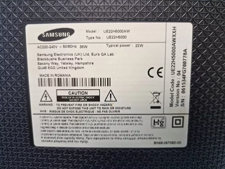 TELEWIZOR SAMSUNG 22" UE22H5000AW