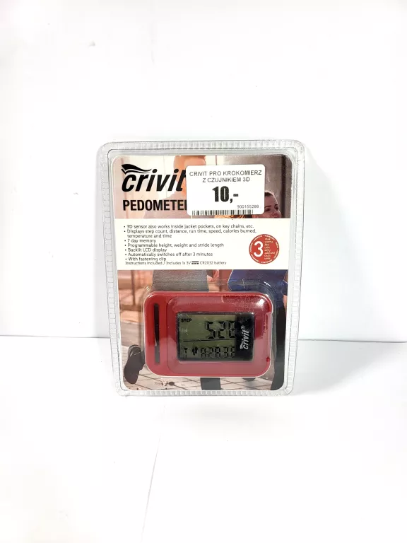 CRIVIT PRO KROKOMIERZ Z CZUJNIKIEM 3D CZERWONY