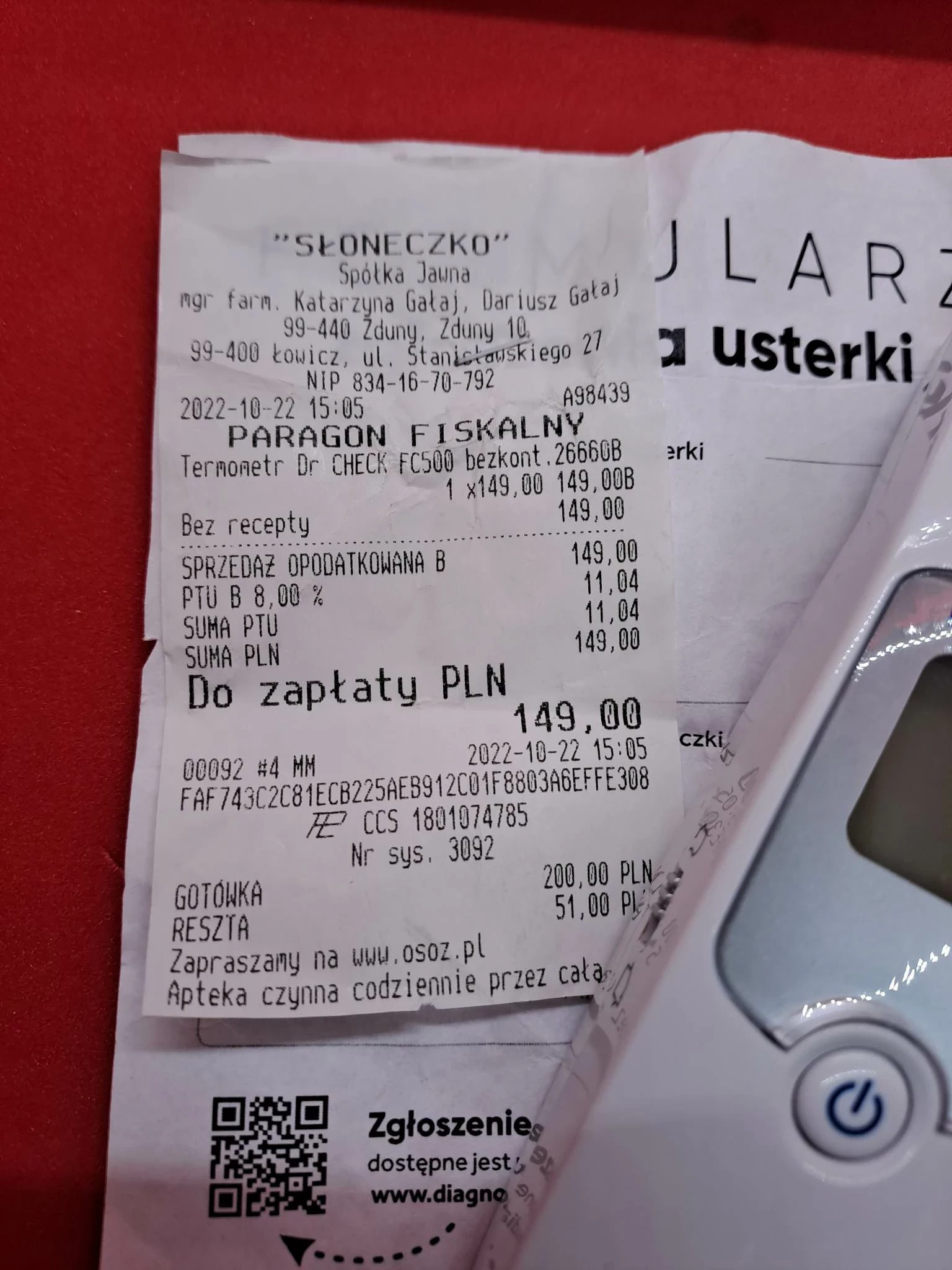 termometr-bezdotykowy-dr-check-fc500-komplet-gw-stan-uzywany