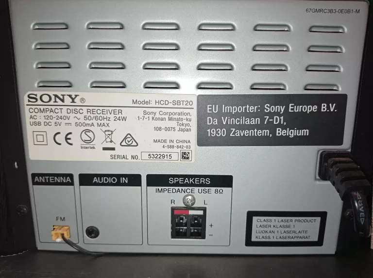 WIEŻA SONY CMT-SBT20