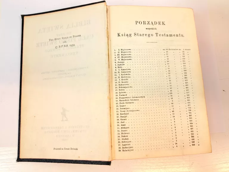 BIBLIA TO JEST PISMO BRYTYJSKIE TOWARZYSTWO 1959