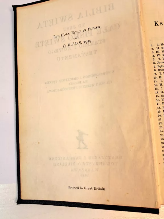 BIBLIA TO JEST PISMO BRYTYJSKIE TOWARZYSTWO 1959