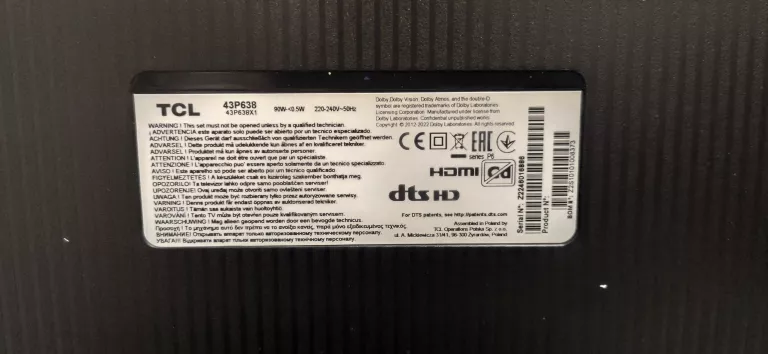 TCL 43P638 43' / 4K / SMART / GWR / *OKAZJA*
