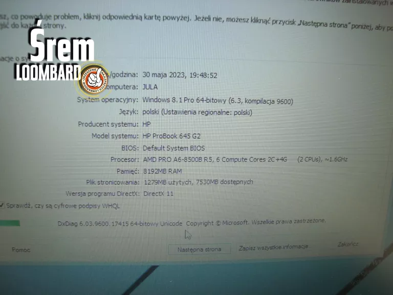 HP PROBOOK 645 G2, AMD A6, 8GB/120GB, DB STAN!