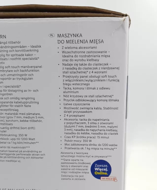 MASZYNKA DO MIĘSA SILVERCREST SFW 350 D5 JAK NOWA