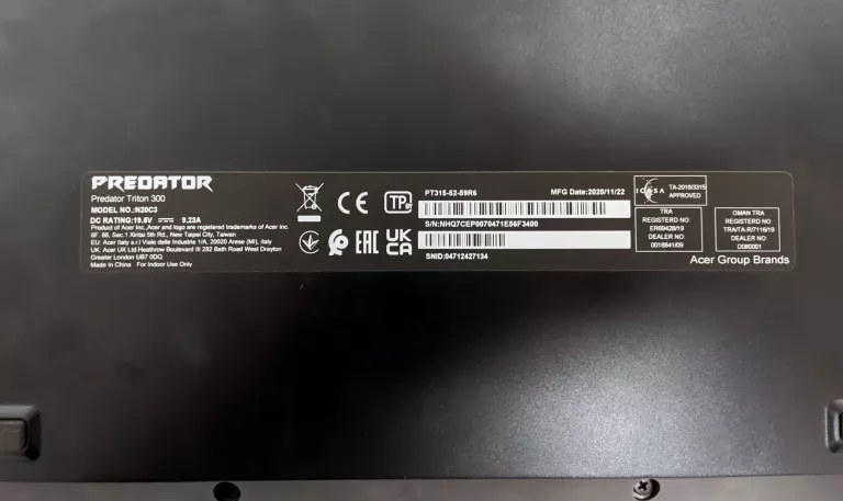 ACER PREDATOR TRITON 300 I5-10300H/16RAM/500SSD