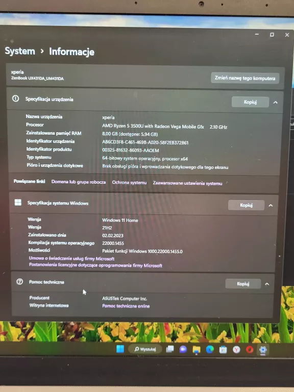 LAPTOP ASUS ZEN BOOK UM431D