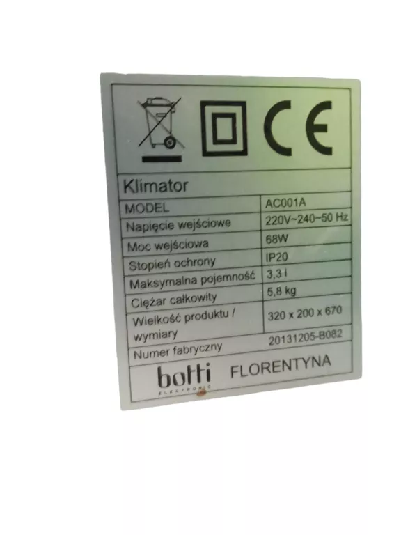 KLIMATOR BOTTI PLUTON AC001A