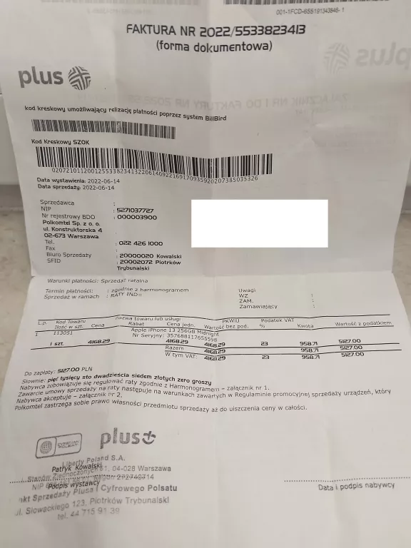 SMARTFON APPLE IPHONE 13 / 256 GB / GWARANCJA !!