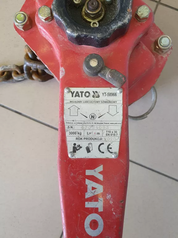 WCIĄGNIK ŁAŃCUCHOWY DŹWIGNIOWY 3T YATO YT-58966