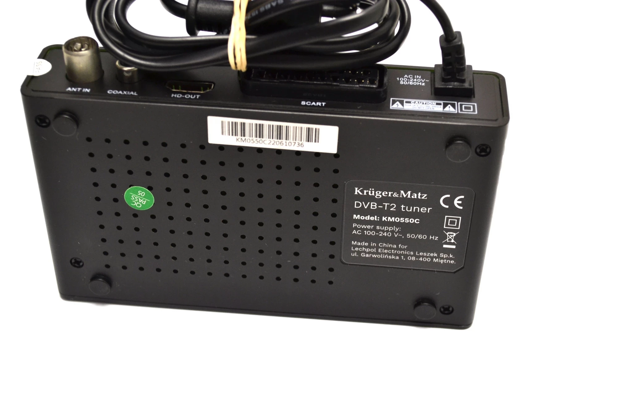 dekoder-dvb-t2-krugermatz-km0550c-hevc-komplet-stan-uzywany