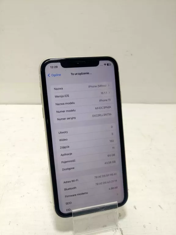 TELEFON IPHONE 11 BIAŁY 64GB POLECAM!