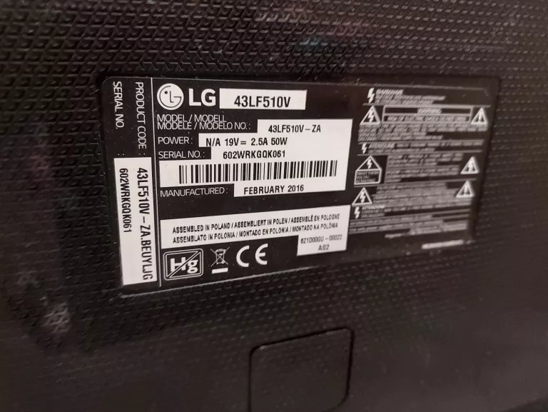 TELEWIZOR LG 43LF510V + ZASILACZ