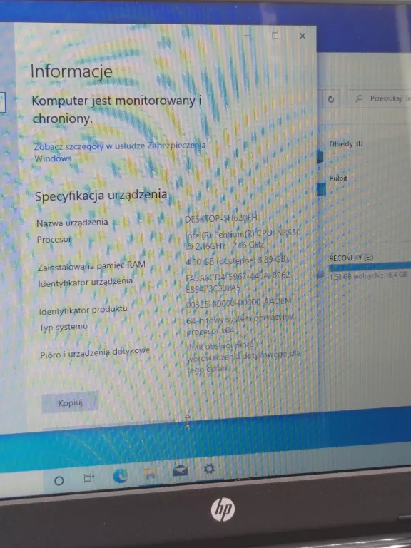 HP 15-R011SW INTEL N3530 4GB 500GB WINDOWS 10