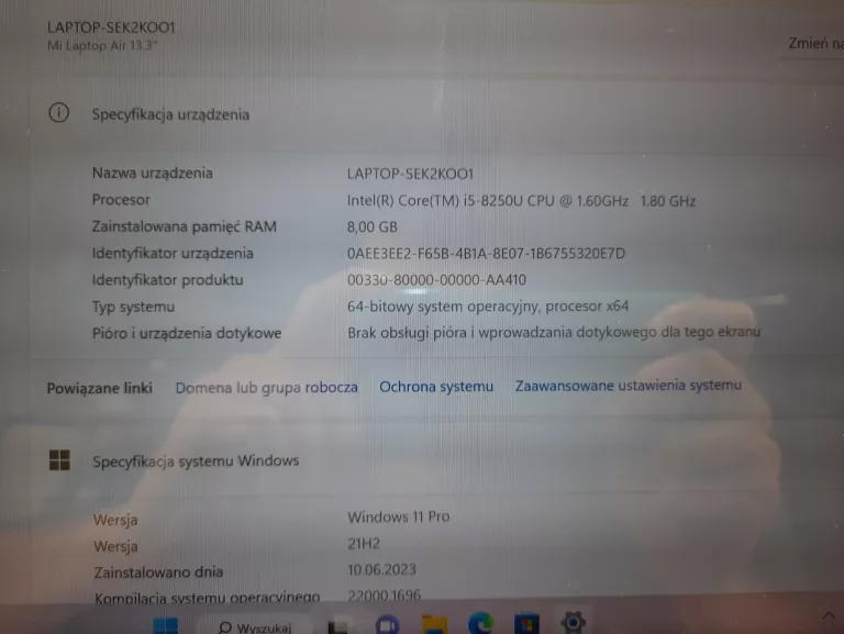 LAPTOP XIAOMI MI NOTEBOOK AIR 13.3 8/256GB