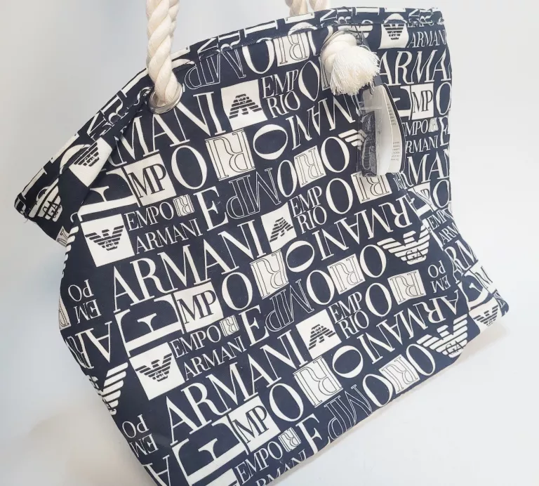 TORBA PLAŻOWA EMPORIO ARMANI CZARNO BIAŁA