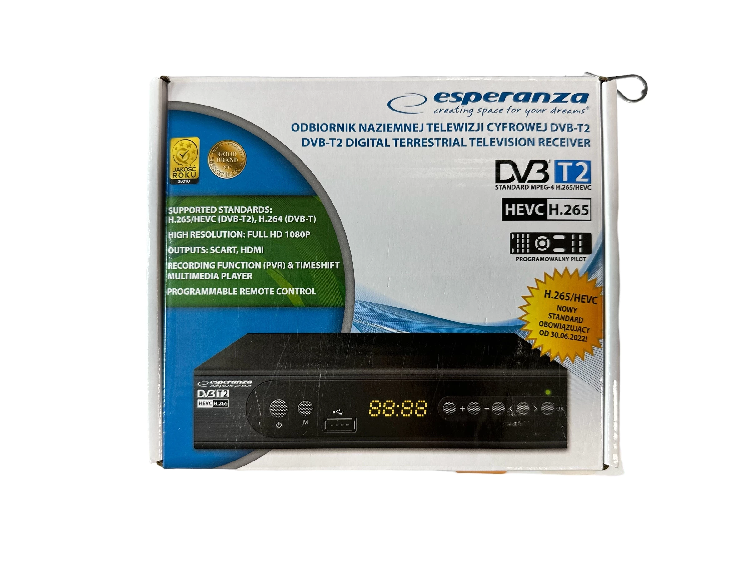 DIGITAL TUNER ESPERANZA DVB-T2 H.265/HEVC EV105R