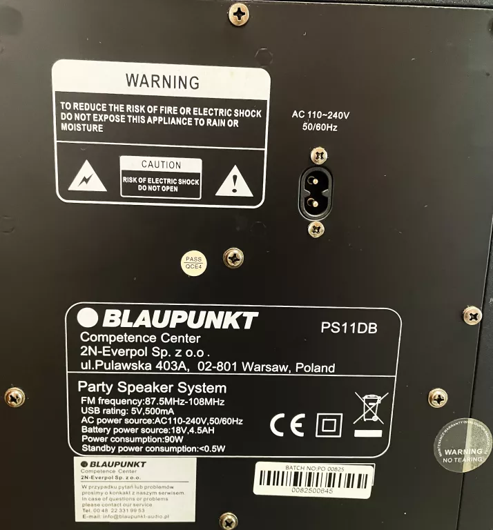 GŁOŚNIK PRZENOŚNY BLAUPUNKT PS11DB CZARNY