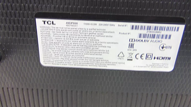 TELEWIZOR TCL 49DP600 SMART TV