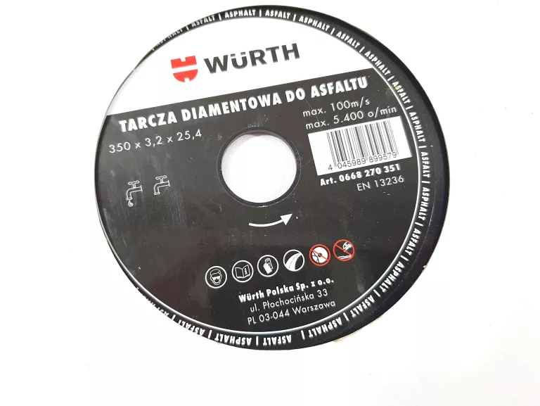 TARCZA DIAMENTOWA DO ASFALTU WURTH 350X3,2X25,4